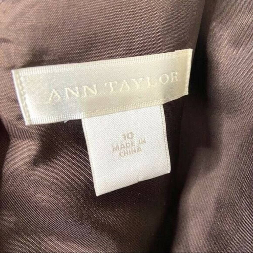 Ann Taylor Chocolate‎ Brown Special Occasion Dress Size 10 Silk Taffeta - Picture 7 of 7